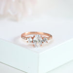 2ct Oval Cut Three Stone Engagement Ring Rose Gold Vermeil