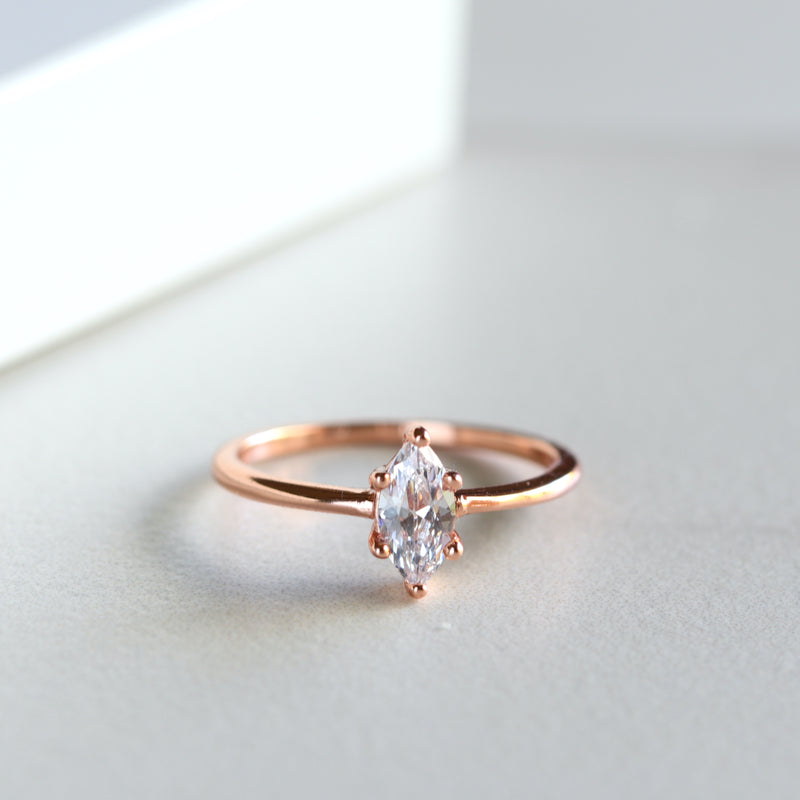 Rose Gold Marquise Solitaire Ring