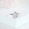 1.5ct Pear Halo Ring in Sterling Silver