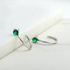 Emerald Green Open Hoop Earrings Sterling Silver Gold Huggies
