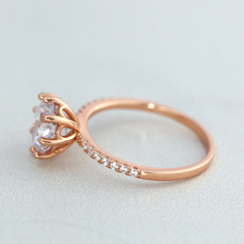 2.04ct Round Cut Lotus Flower Rose Gold Engagement Ring Promise Ring