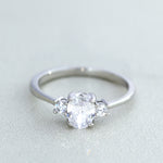 Oval Cut Diamond CZ Three Stone Engagement Ring