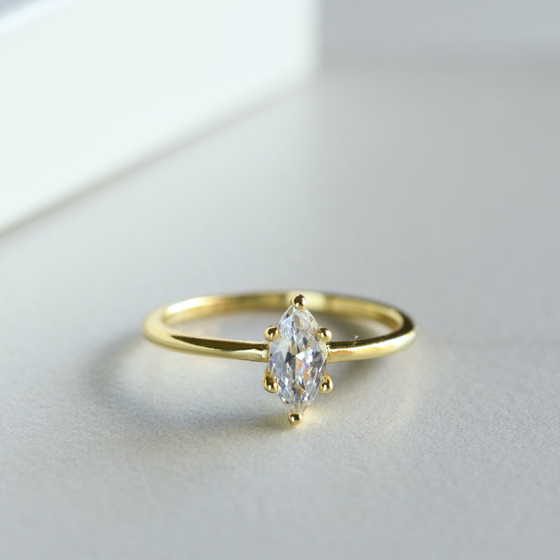 Gold Marquise Solitaire Ring